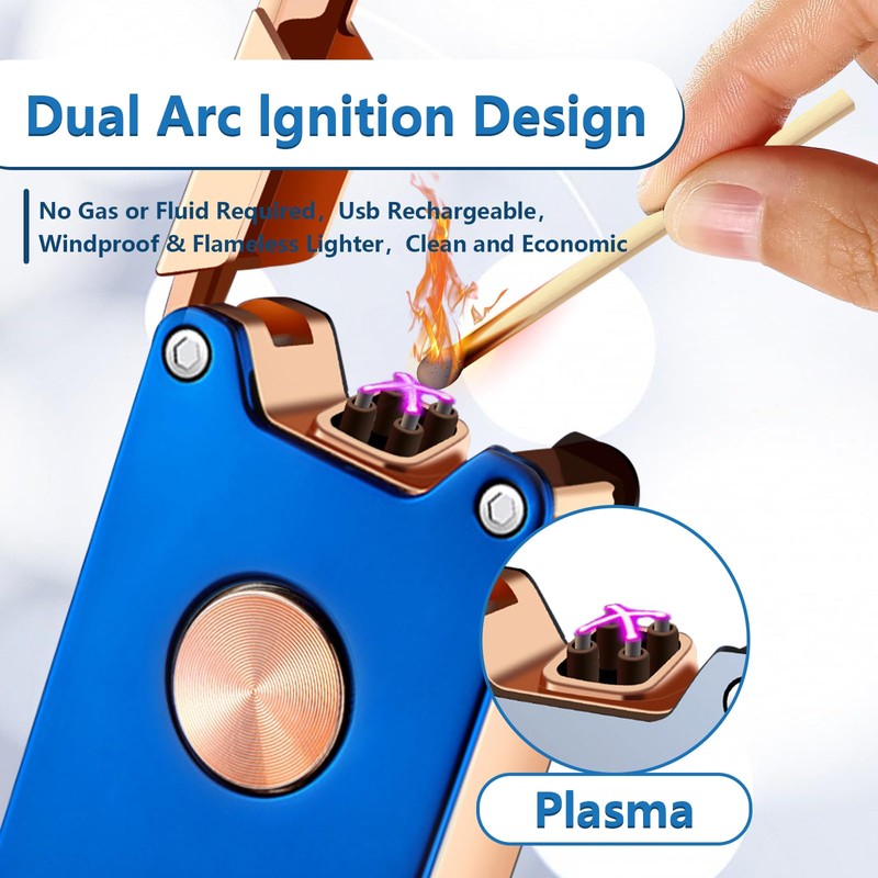 RSBYE Electric Lighter,Dual Arc Plasma Lighter with LED Battery Indicator,