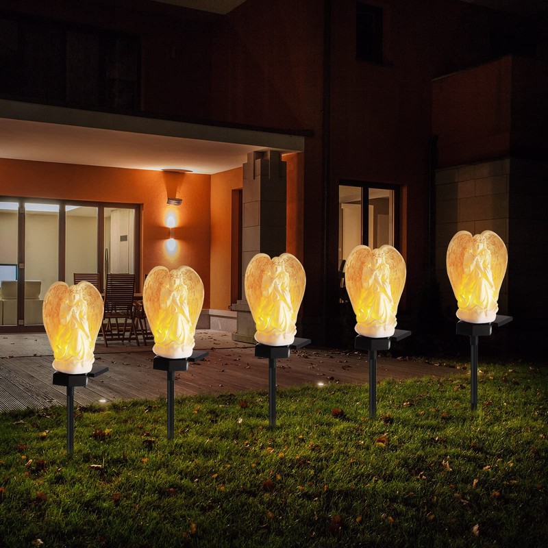 Hortsun 2 Pieces Garden Angel LED Solar Outdoor Lights Eternal