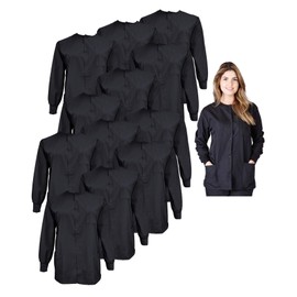 Natural Uniforms Women's Scrub Warm Up Jacket Pack of 12 Set (Medium, Black)