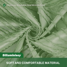 Siiluminisoy Extra Long Boho Shower Curtain Woven Fabric Cute 84 Inch Sage Green Shower Curtain, 72 x 84 Tufted Leaves Textured Striped Modern Farmhouse Minimalist Cloth Shower Curtain for Bathroom