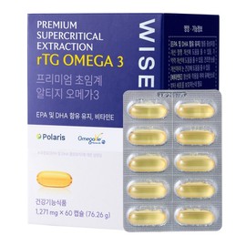 Wisely 80% purity premium supercritical Altige Omega 3 1000mg, 1 unit, 60 tablets / 와이즐리 80% 순도 프리미엄 초임계 알티지 오메가3 1000mg, 1개, 60정