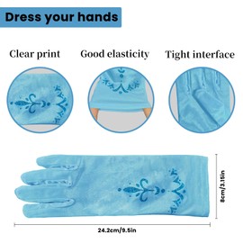 Eeuwigegelofte Blue Short Satin Princess Gloves Little Girls,Fancy Stretch Satin Dress Gloves for Birthday,Wedding,Holiday,Costume Party