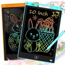 KTEBO® 2 Pack 10 Inch LCD Writing Tablet for Kids, Electronic Drawing Pad and Doodle Board for Ages 3-8, Birthday and Christmas Gifts for Boys and Girls, Back to School Gift for Kids (Orange & Blue)