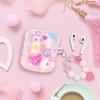 Cute AirPods Case with Love Pendant Colorful Round Bead Keychain,
