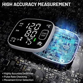 Oklar Blood Pressure Monitors for Home Use Rechargeable Wrist Digital BP Machine Cuff with LED Backlit Display, Voice Broadcast, 240 Memory Storage for 2 Users with Carrying Case
