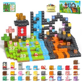 AYIQUTY Magnetic Building Blocks, 208 Pieces Magnetic Blocks Set, 34 Elements Magnetic Building Blocks, Magnetic Blocks, Game Toy, Gift from 3 4 5 6 7+ Years Boys Girls