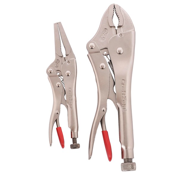 CraftZone 2-piece Locking Pliers Set, Includes 10-inch Curved Jaw and