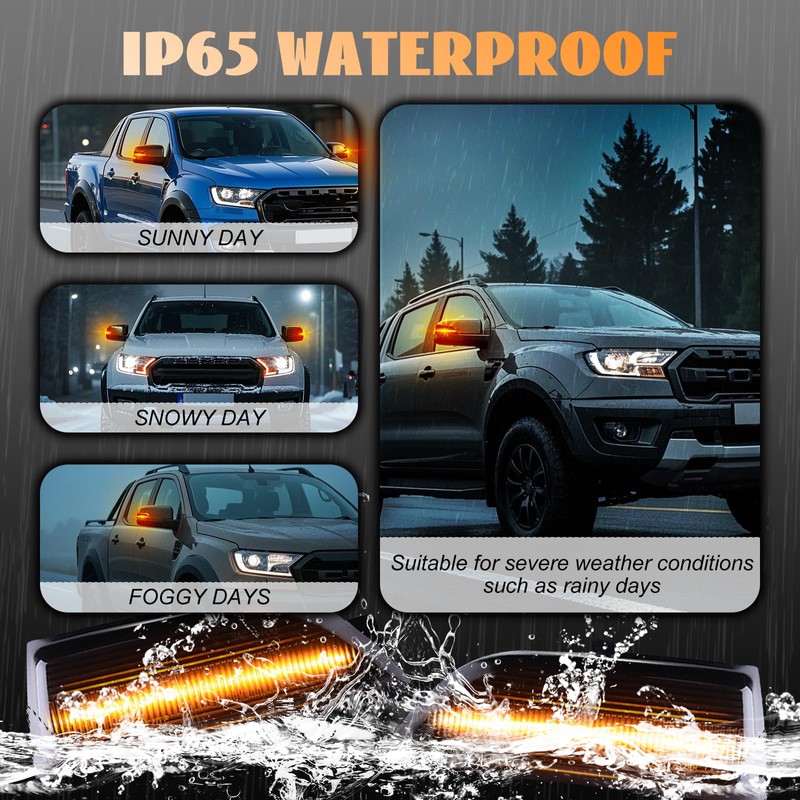 Nrgedzam 2PCS Sequential LED Side Mirror Marker Light fit For