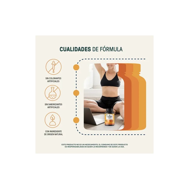 Vitamina C Life360+ Vit C+ Turmeric 270 Cápsulas Cúrcuma Sabor