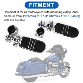 PSLER Motorcycle Universal Highway Pegs Foot Rests, Crash Bar Highway Foot Pegs for Touring Electra Street Glide Road King Sportster, 1"(25mm), 1 1/4" (32mm), 1 1/3" (34mm) Engine Guard(Chrome Style2)