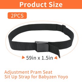 2 Pack Stroller Seat Adjustment Strap Universal Upright Stroller Seat Adjustment Strap 59‘’ x 1.5‘’ Stroller Back Support Tension Adjustment Strap for Babyzen Yoyo Pushchairs