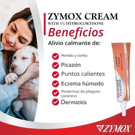 Crema tópica de fuerza veterinaria Zymox con 1% de hidrocortisona para perros y gatos, 1 onza