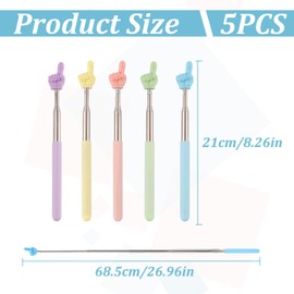 Pack of 5 Extendable Pointer Finger, Colourful Finger Shape, Stainless Steel Children's Extendable Pointer Rod for Teaching, Presentations, Lectures, Readings