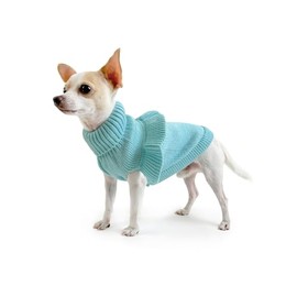 Huskimo Frill Knit Dog Jumper, Tiffany Blue, 40cm