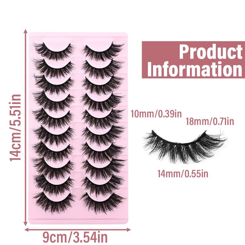 FENQURO 10 Pairs wimpern, lashes, künstliche wimpern, Wimpern Russian Strip