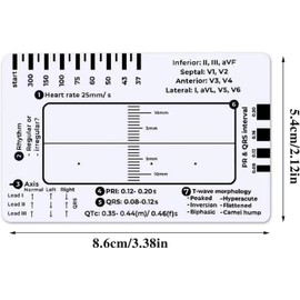 Yeanifeana ECG 7 regla de pasos, ECG 7 regla de pasos para la interpretación de ECG/EKG, ECG de la regla de tarjeta de identificación Horizontal herramienta, (1PC)