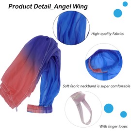 RooYoon Angel Wings for Kids Children, Chiffon Fairy Wings with Finger Loops, Chiffon Cape, Fairy Cloak, Dance Costume Props (B3)