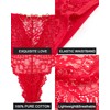Hibluco Women Lace Thongs Low Waist Seamless Lace Thong, Red
