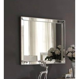 YLIEHS Sleek and Contemporary Platinum Finish Wall Mirror, 28" x 32" Dimensions, Elegant Design for Modern and Traditional Decor