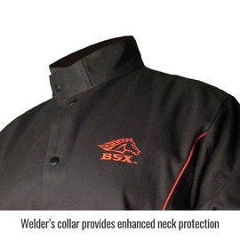 Black Stallion B9C BSX Contoured FR Cotton Welding Jacket, Black/Red, 4X-Large