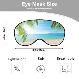 NOHSHE Tropical Beach Sleep Mask Eye Mask Palm Sand Sea Blue Sky Summer Sleep Mask Light Blocking Adjustable Smooth Soft Eye Masks for Women Deep Rest Travel