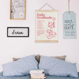 LUVADIAN Retro Poster for Room Aesthetic, Inspirational Daily Gratitude Poster Hanger Frame, Retro Wall Decor for Bedroom Living Room, Vintage Green Aesthetic Wall Decor Posters, 12x16 Inches Pink