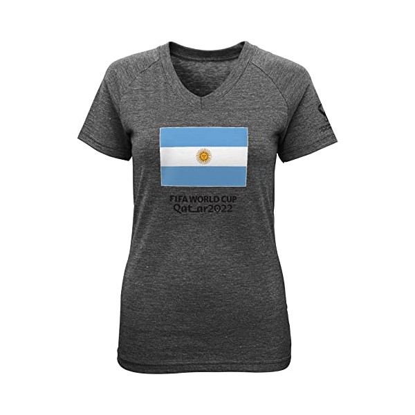 Outerstuff Youth & Kids FIFA World Cup Classic Soccer Short Sleeve Triblend Tee, Tri-Blend Heather Grey, Youth Girls Large-14