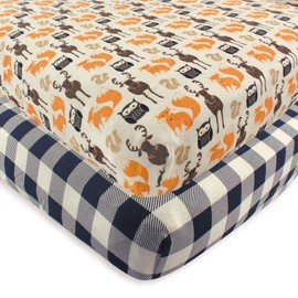 Hudson Baby 2 Piece Cotton Fitted Crib Sheet, Forest, One Size