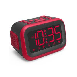 Acedeck Loud Alarm Clock for Heavy Sleepers: 115dB Dual Alarms with 6 Unique Sounds for Bedroom Dorm Room Use - On-Time Wake Up for Teen College Students - Red
