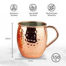 Magma Life Tazas Moscow Mule: Juego de 4 Tazas de Aluminio Premium con Elegante Acabado de Cobre, Capacidad de 18 Onzas (532.3 ml), ¡Diseñadas para Elevar tu Experiencia en Coctelería!