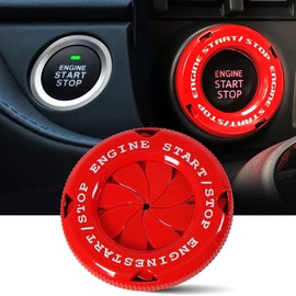 YIUIY Car Push Start Stop Button Cover, Rotary Push Start Button Cover, Spin Engine Start Stop Button Cover(Red)