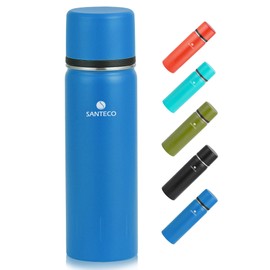 SANTECO Thermos Flask, Stainless Steel, 1 L, 500 ml, Leak-Proof Insulated Bottle with Drinking Cup for Travel, Coffee & Tea for Children, Sports, BPA-Free, 24 Hours Cold & 12 Hours Hot