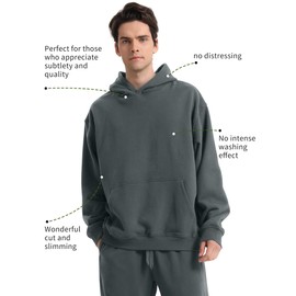 FAIABLE Mens Super Soft Oversized Hoodie Pullover Acid Wash Hoodie Heavyweight 2025 Fashion Hoodies & Sweatshirts Big and Tall Hoodies for Men Women Couples Dark Grey