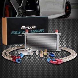 G-PLUS 19 Row AN10-10AN Aluminum Engine Transmisson Oil Cooler Kit & Oil Cooler Kit English-style B Silver