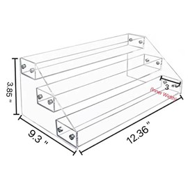 PMMASTO Widen Tiered Spice Rack, Seasoning Organizer, Clear Acrylic Vertical Shelves Can Organizer for Countertop, Cabinet, Pantry, Kitchen Organization and Storage - 3 Tier