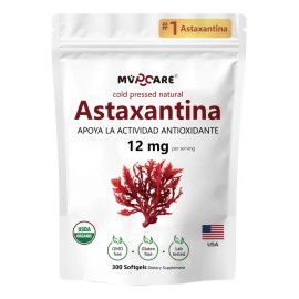Astaxantina 12mg 300 Cápsulas Blandas Antioxidante Sin Sabor