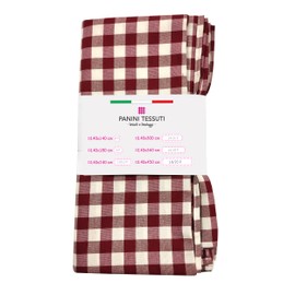 Panini Tessuti, Rectangular Tablecloth 140 x 180 cm Checked Bordeaux Cotton Blend Fabric for 6/8 People