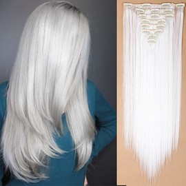 Clip-in hair extensions, 8 wefts like real hair, straight