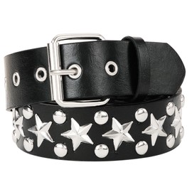 CiviLight Star Studded Belt Pentagram Star Shape Rivet Belt Y2k Belts Punk Belts Gothic Beltt Scenecore Accessory (Black)