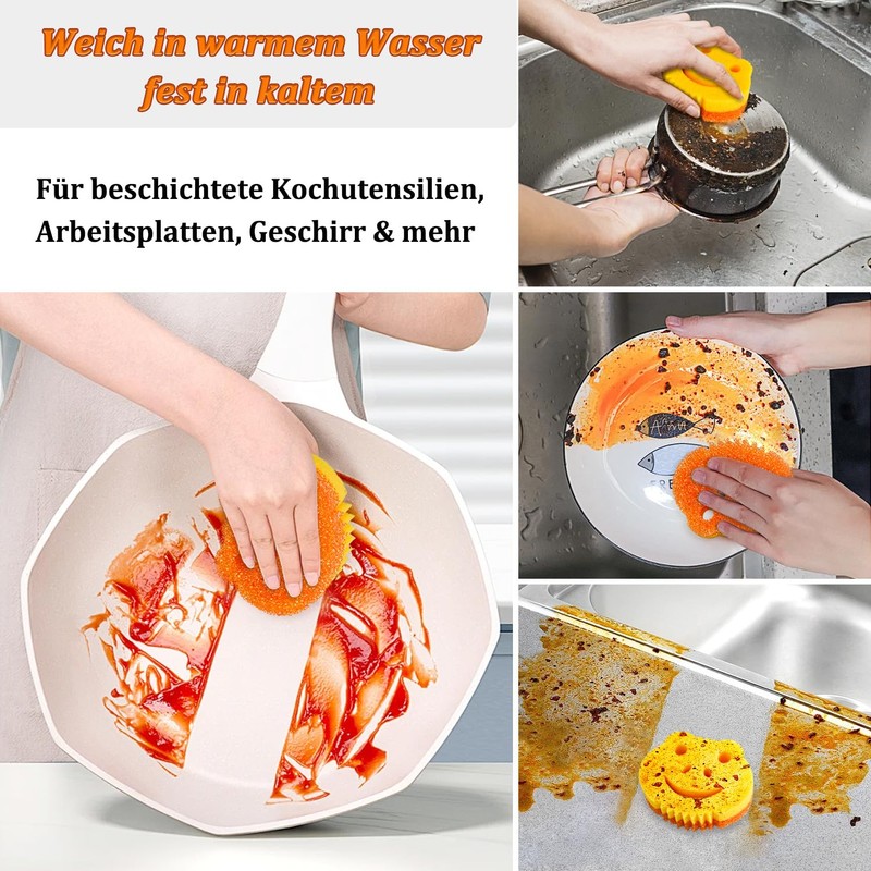 Pack of 5 Temperature Dishwashing Sponge, Double-Sided Scourer, Kitchen Sponges,