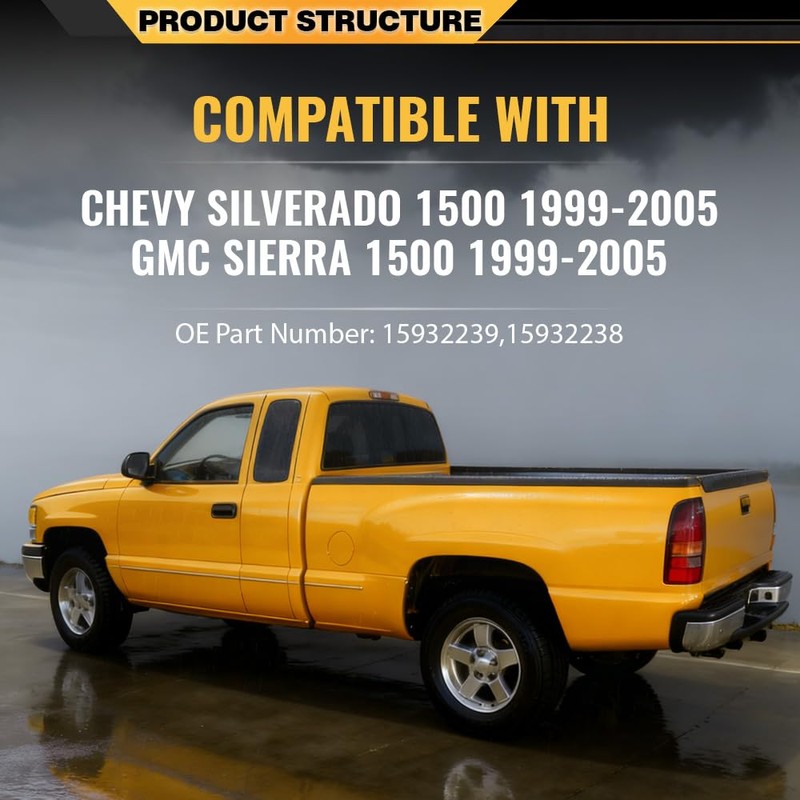 CNNELL Bed Rail Caps Stepside LH & RH Compatible with