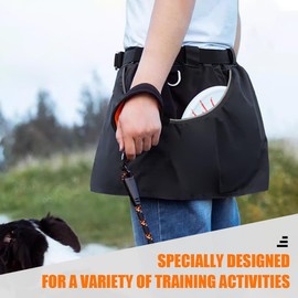 EHERDM Dog Trainer Apron with Multi Pockets and Waist Strap Adjustable Dog Training Pant Waterproof Dog Training Shorts Dog Handler Clothing for Outdoor Training Activities Black M