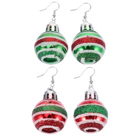 CALLARON 6 Pairs of Christmas Bauble Earrings, Plastic Earrings, Trendy Earrings, Christmas Party Accessories, Mini Christmas Baubles, Christmas Bauble Earrings, Ball Ear Drops, Fashion, Plastic,