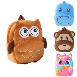 HAHASHOW Kindergarten Rucksack Jungen Mädche Kita Rucksack Kinder Schulrucksäcke Vorschule Tagesrucksack Karikatur Tier Tasche für 2-6 Jahre（Braune Eule）