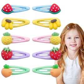 10PCS Strawberry Hair Clips, Mini Metal Snap Hair Clips Cute Fruit Hairpins Side Bang Hair Alligator Clips Hair Accessories for Girls Women