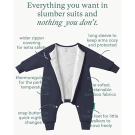 PurComfy Baby Sleep Sack with Feet, Long Sleeve 1.0 TOG Baby Sleeping Bag with Legs, 2-Way Zipper Wearable Blanket for Walkers, Midnight