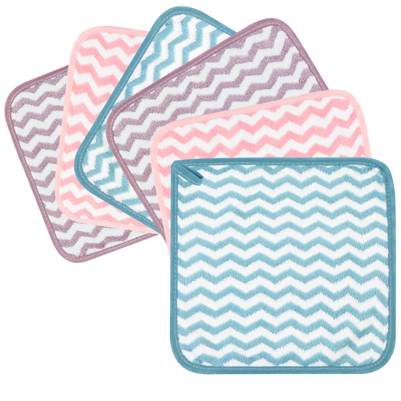 PHOGARY Flannel Face Cloth Pack 6, Reusable Microfibre Face Cloth,
