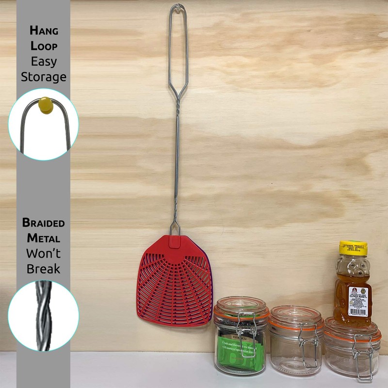 W4W, Bug & Fly Swatter Braided Metal Handle 6 Pack