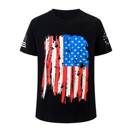 Nwnip Men's Independence Day USA Flag 4th July Red White Blue Star Stripes Patriotic T-Shirt Clothes(Black, L)