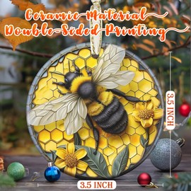 3.5" Ceramic Ornaments for Christmas Tree, Christmas Ornament, Christmas Tree Decorations, Christmas Ornaments Clearance, Heirloom Keepsake, Gift Exchange, Gift Idea, Bauble Present - Bee